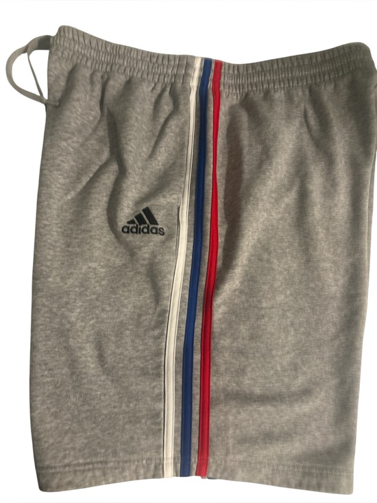 adidas Other - adidas Men's Light Gray Athletic Shorts with Red & Blue Stripes